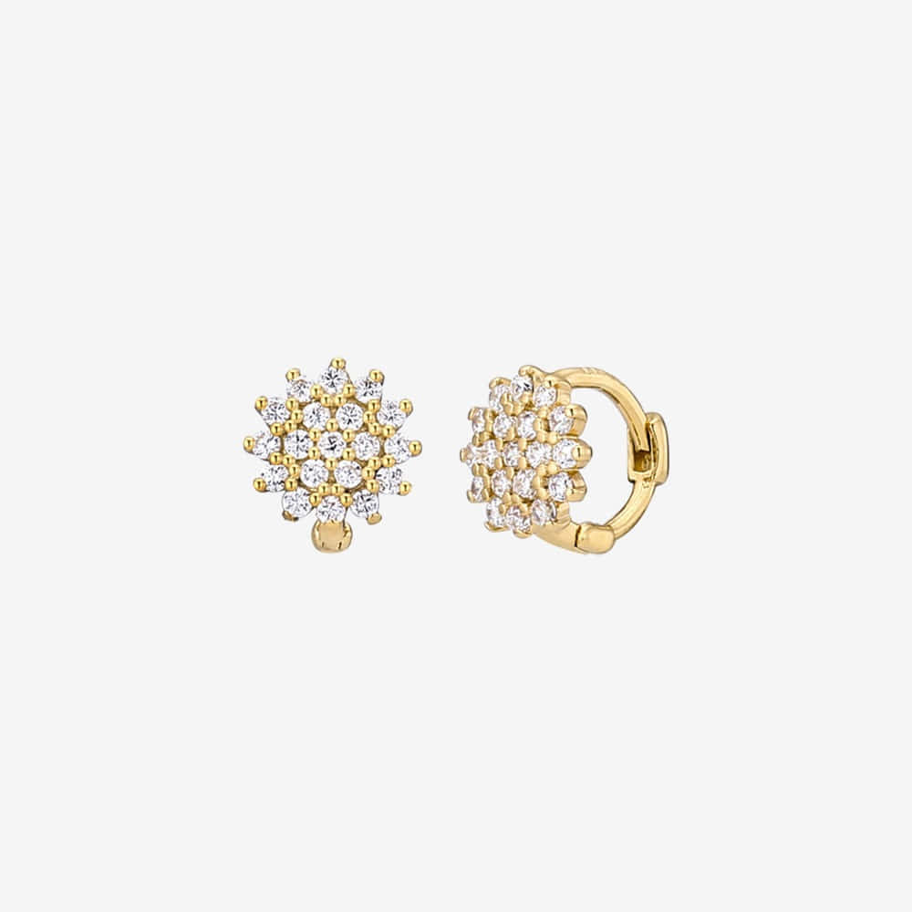 Flower Cubic One Touch Earrings