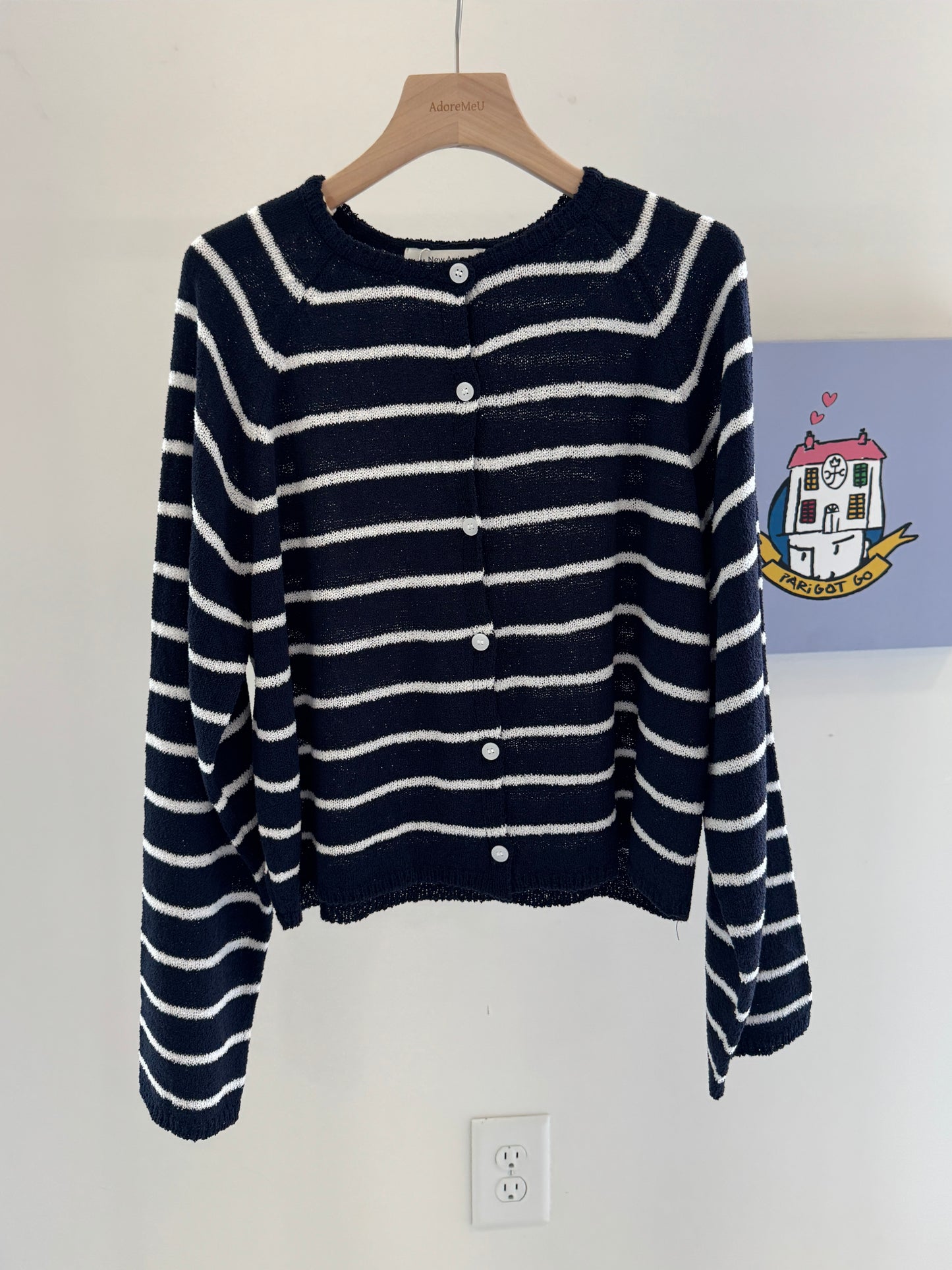 Saddle Boucle Stripe Cardigan