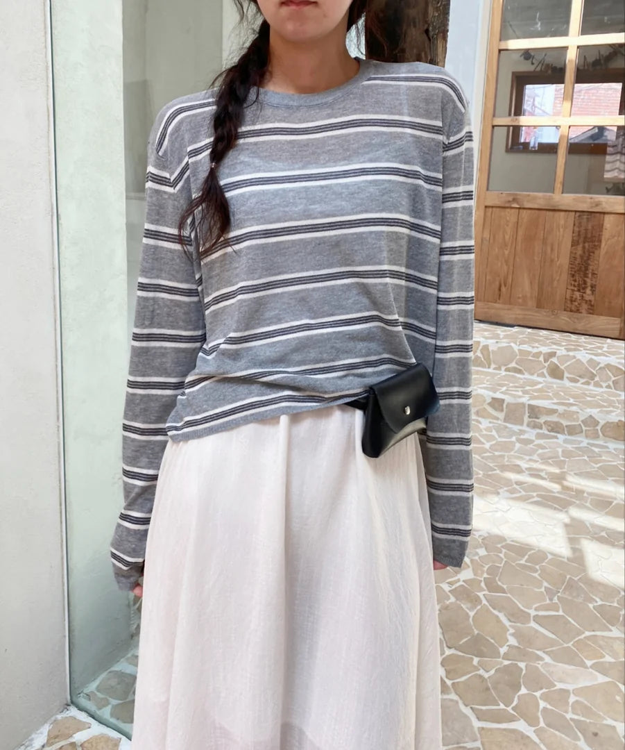 * Linen Stripe Knit Top
