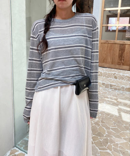 * Linen Stripe Knit Top