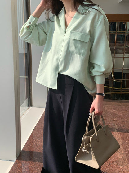 *실키 포켓 블라우스