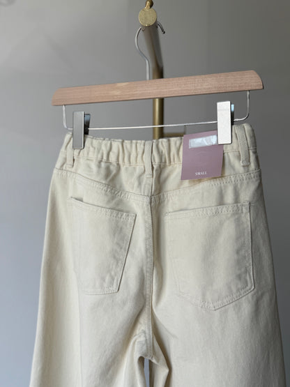 White Cotton Wide Denim - AdoreMeU