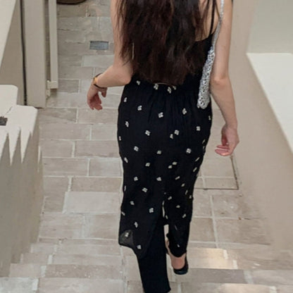 *Floral Embroidered Chiffon Skirt