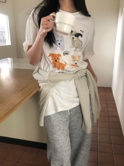 * Dog Graphic Oversized T-Shirt