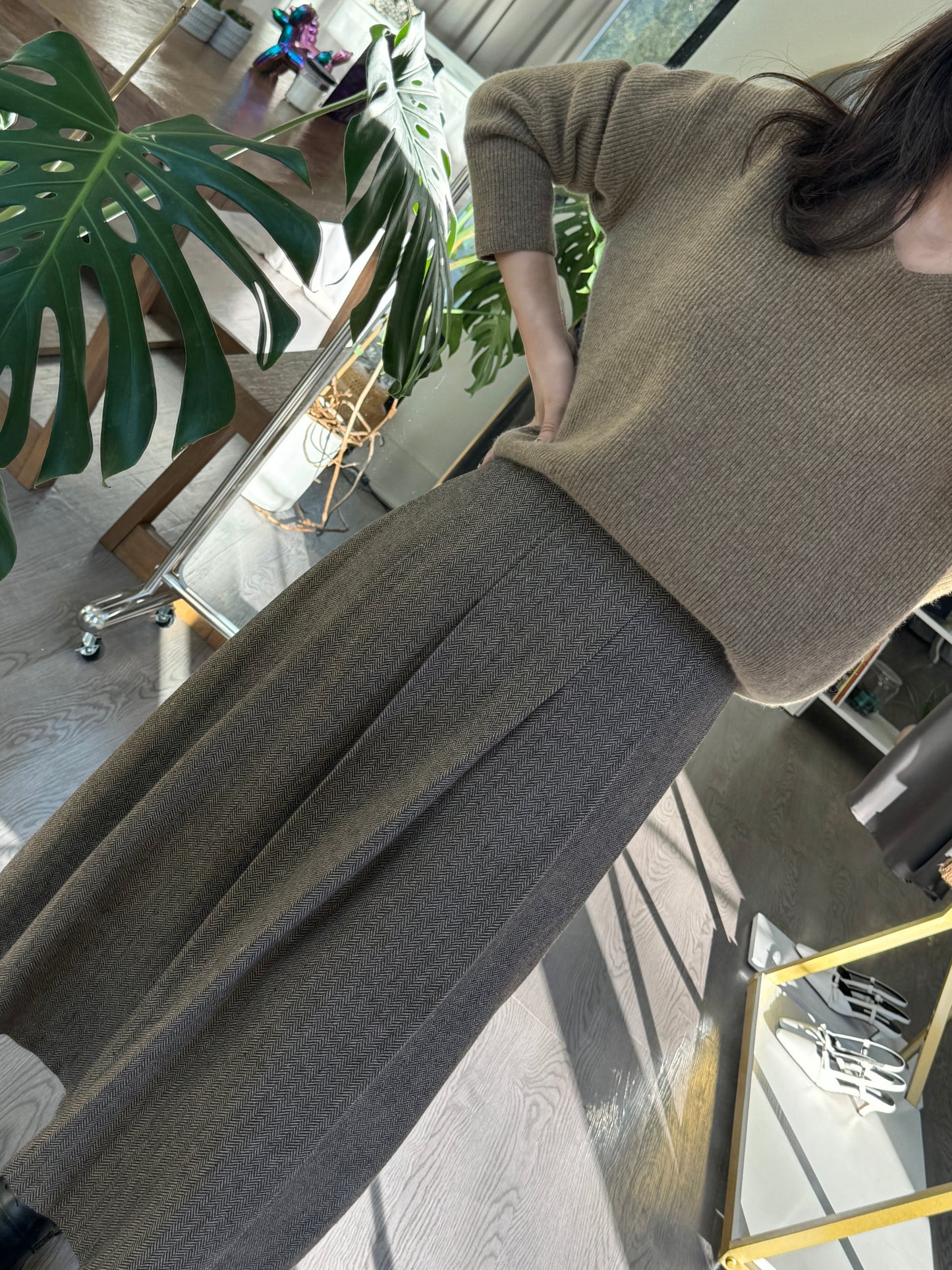 Herringbon Pleats Skirt