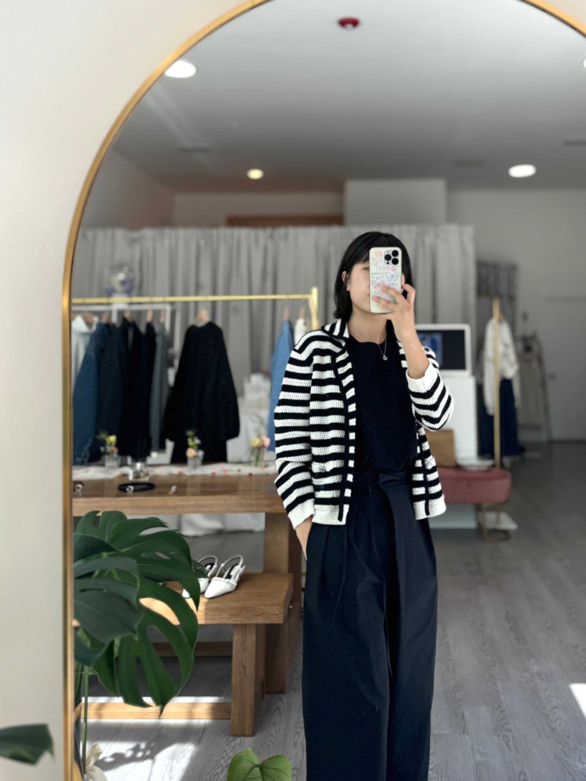 Stripe Spangle Knit Cardigan - AdoreMeU