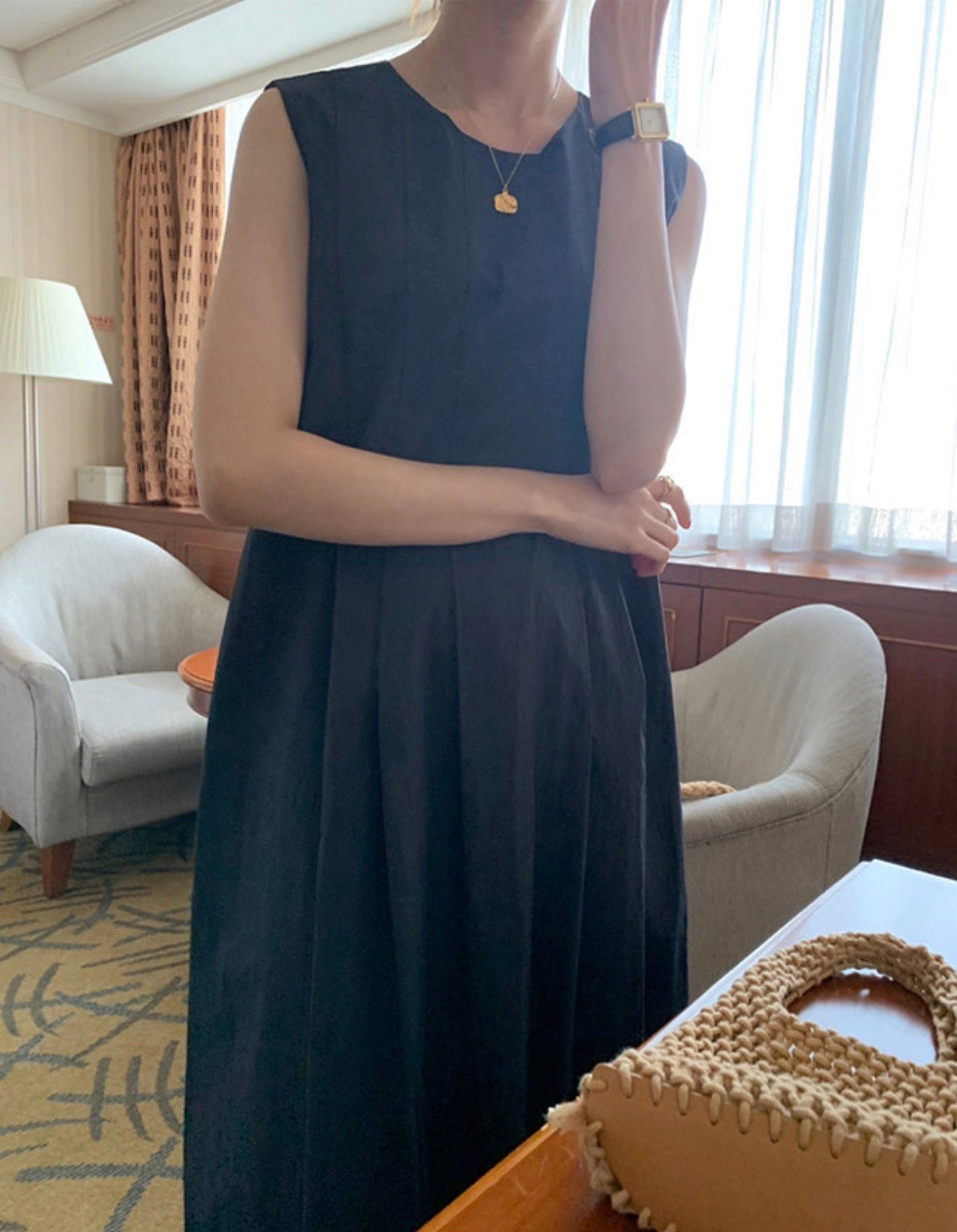 * Plain Pintuck Dress
