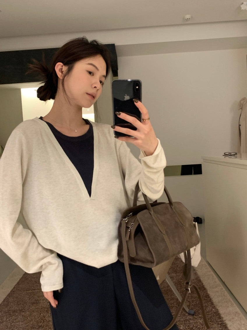 *   Layered V-Neck Knit