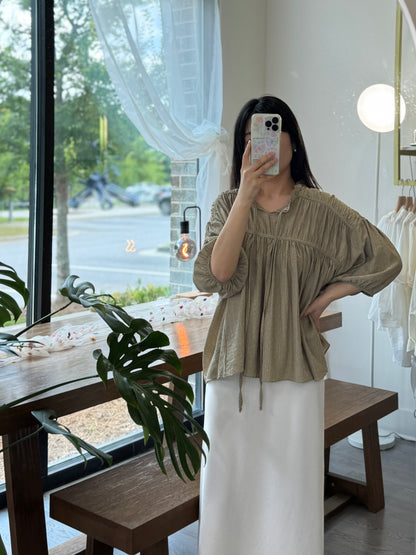 Soft Tie Blouse with Pleats - AdoreMeU