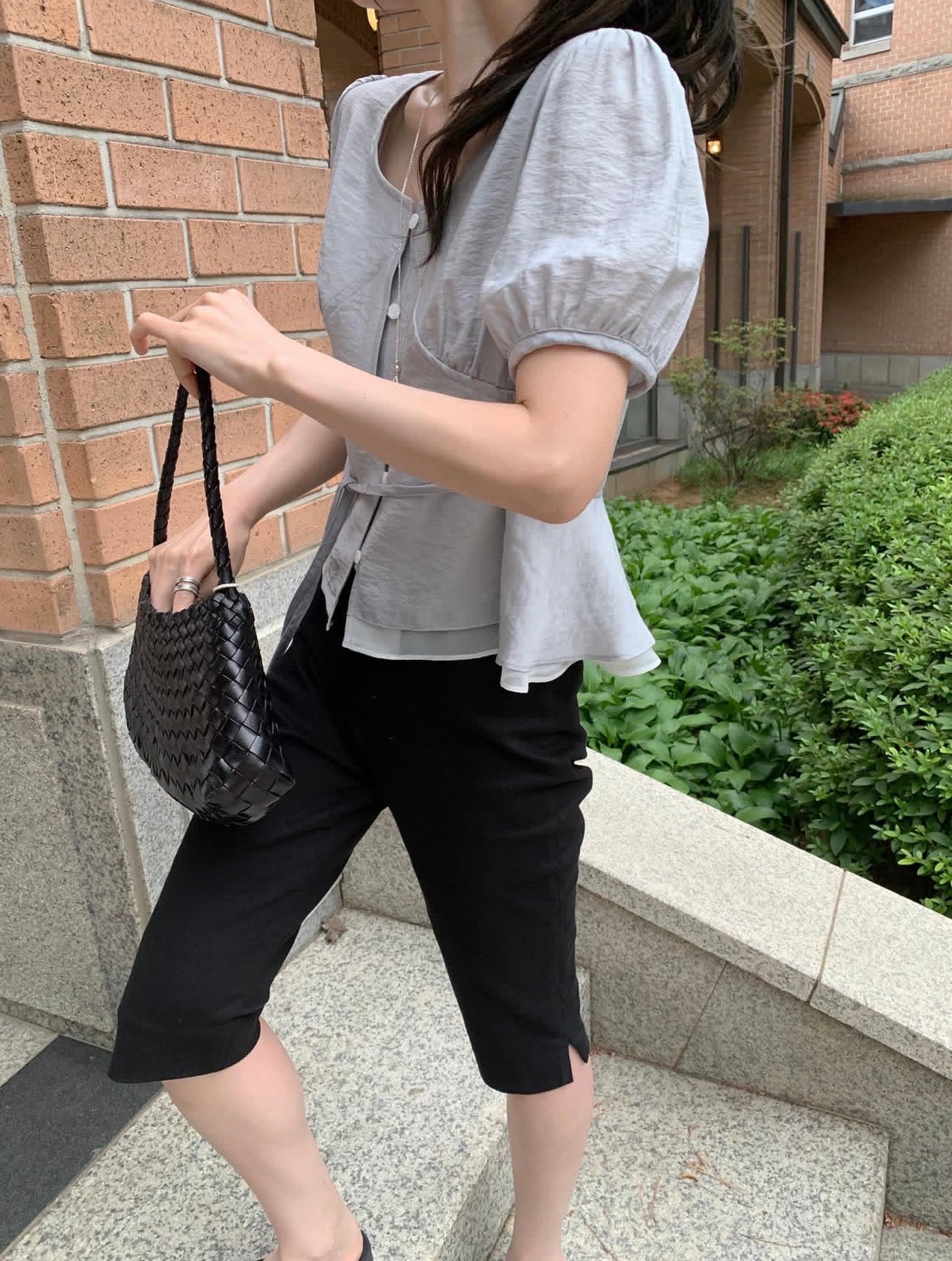 * Half Sleeve Shirring Blouse