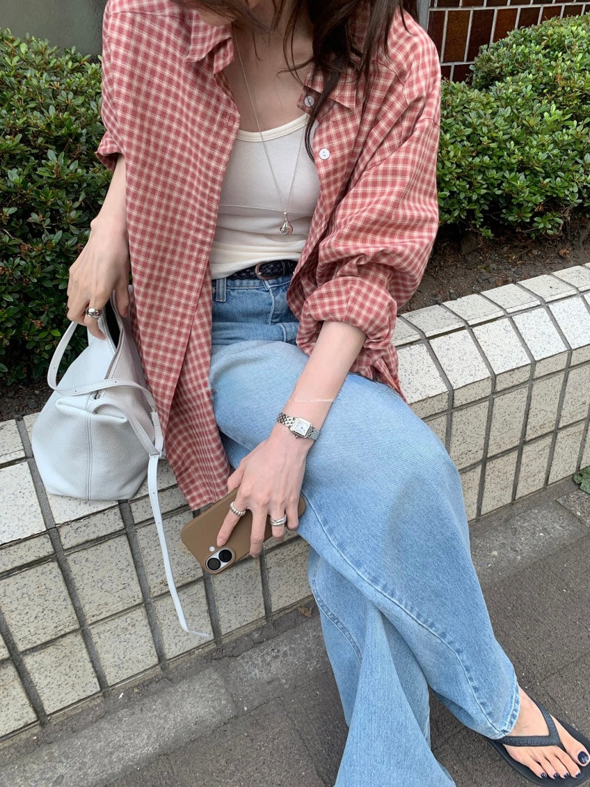 * Autumn Check Oversized Shirt
