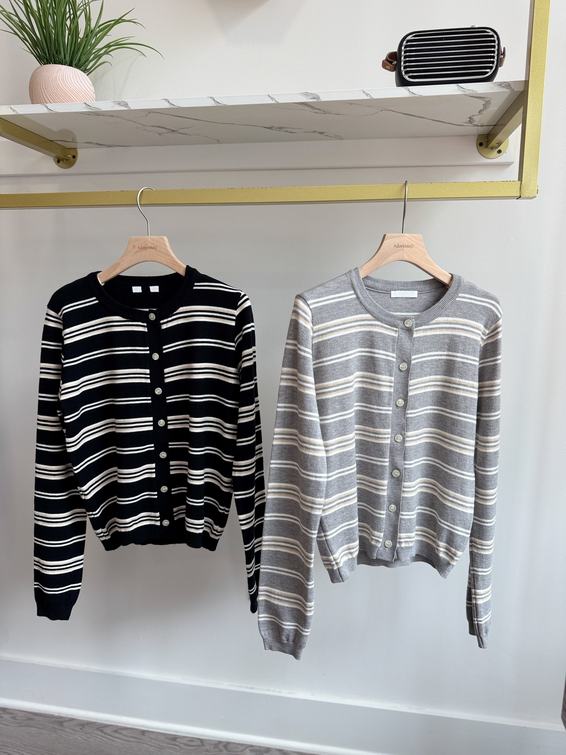 Regular Stripe Cardigan - AdoreMeU