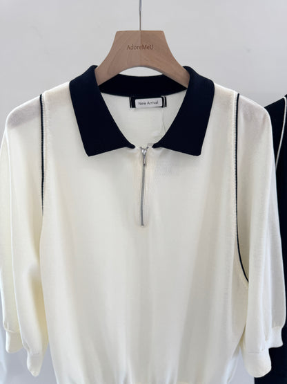 Contrast Collar Knit