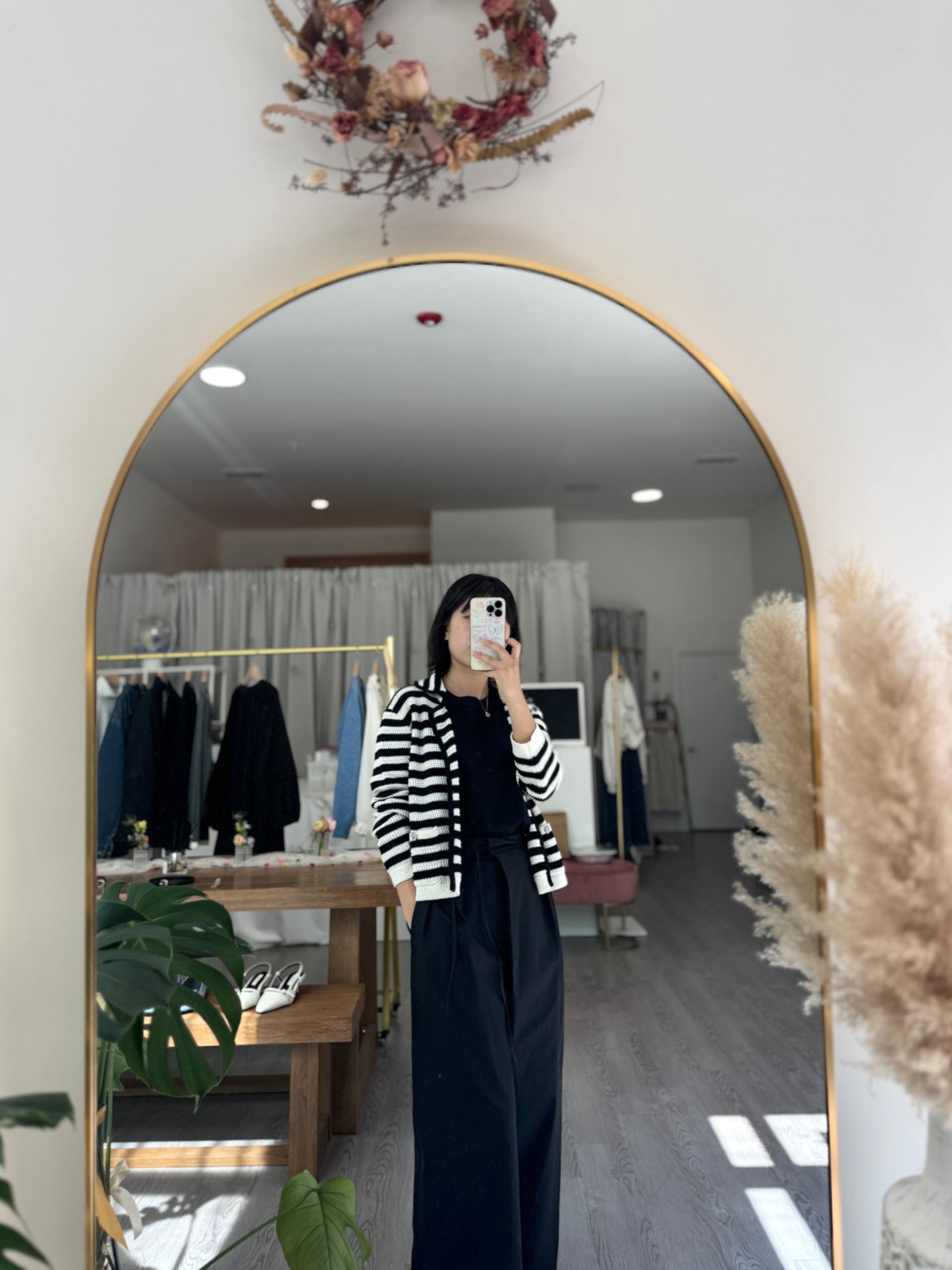 Stripe Spangle Knit Cardigan - AdoreMeU