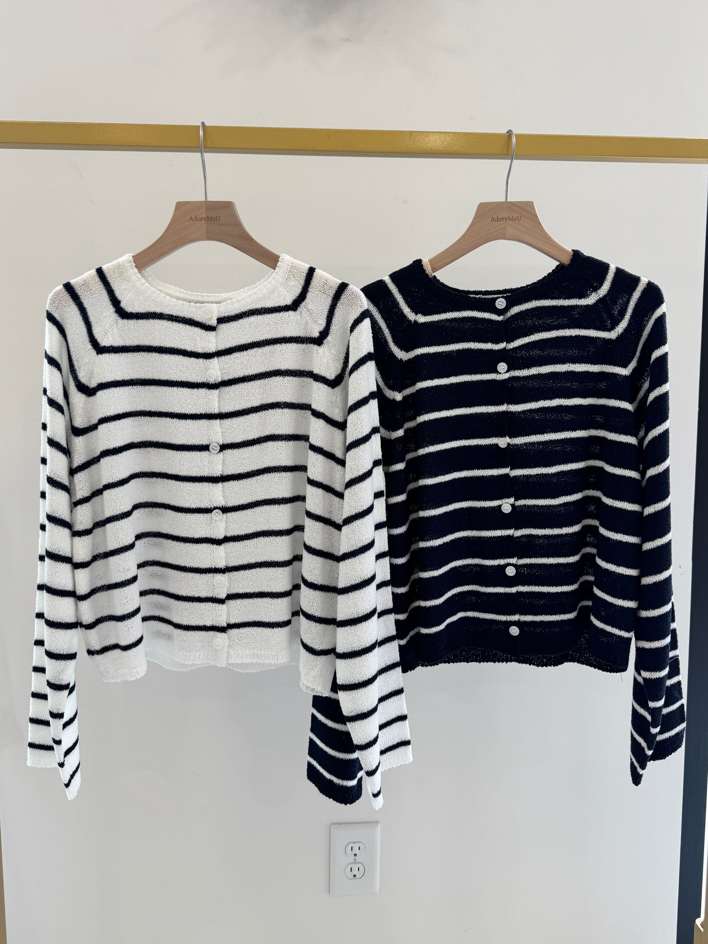 Saddle Boucle Stripe Cardigan