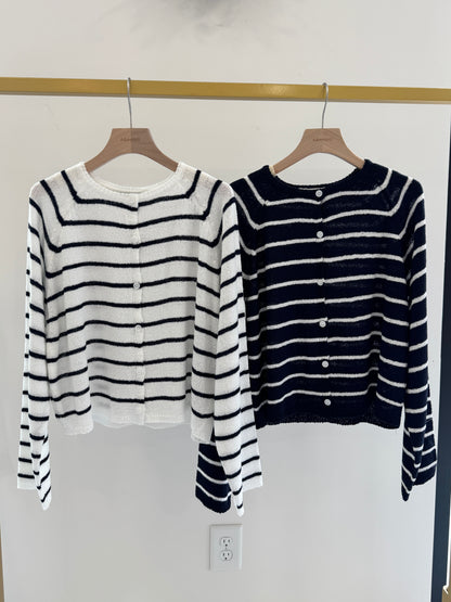 Saddle Boucle Stripe Cardigan