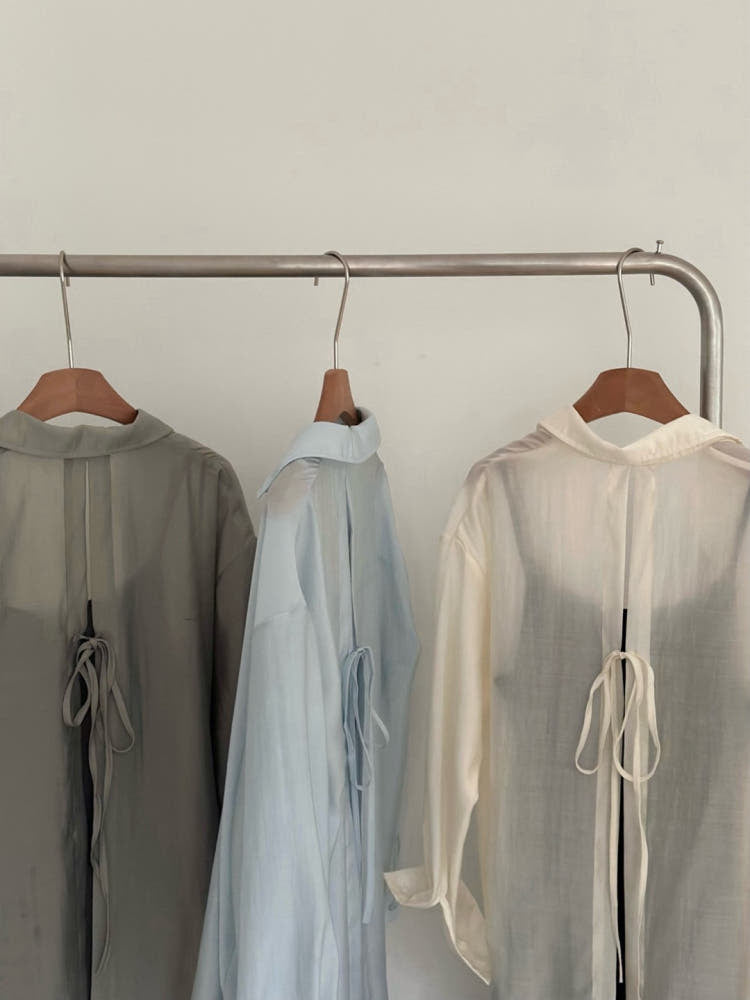 * Back Ribbon Shirt & Dress Set
