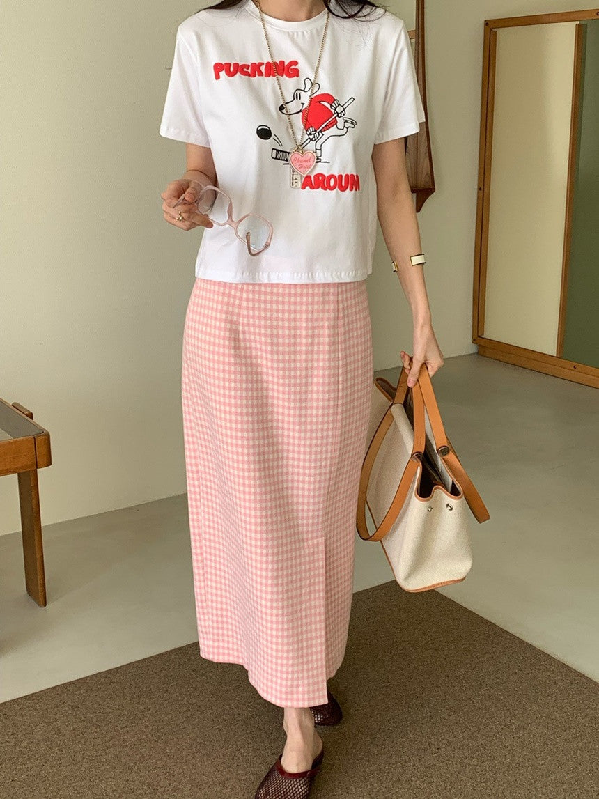 *Daily Check Long Skirt