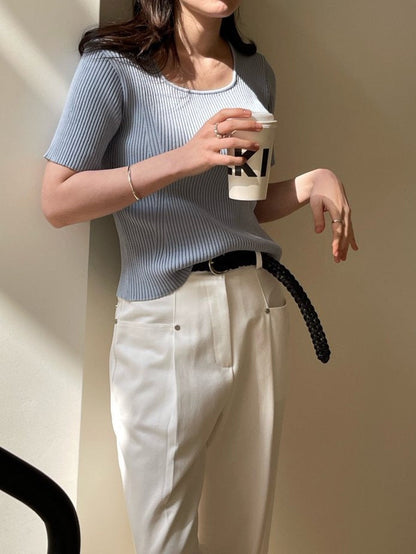 * Square Neck Knit Tee