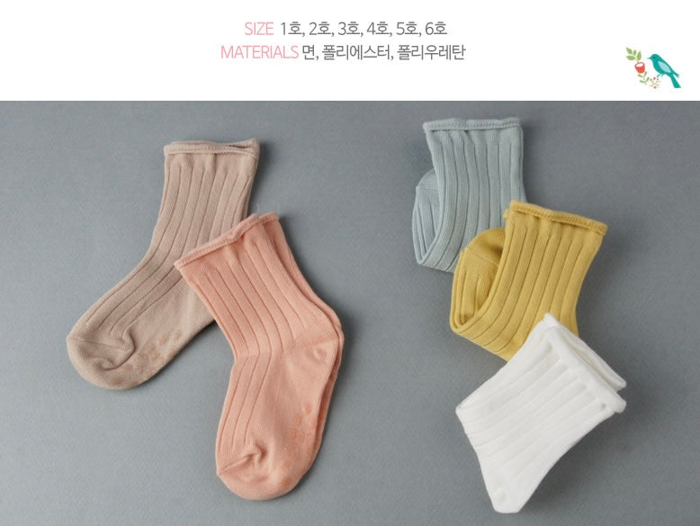 Roll Top Ribbed Socks (5pairs/set)