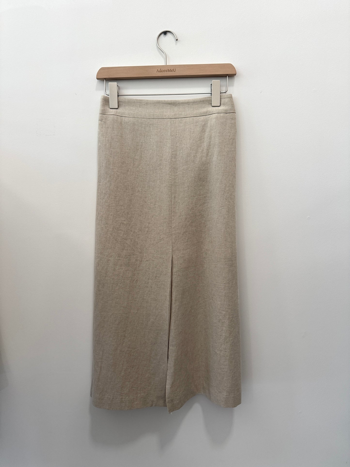 Front Slit Linen Skirt