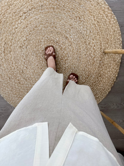 Front Slit Linen Skirt
