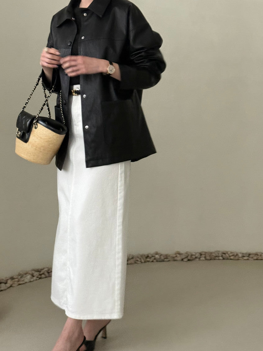 Faux Leather Half Jacket