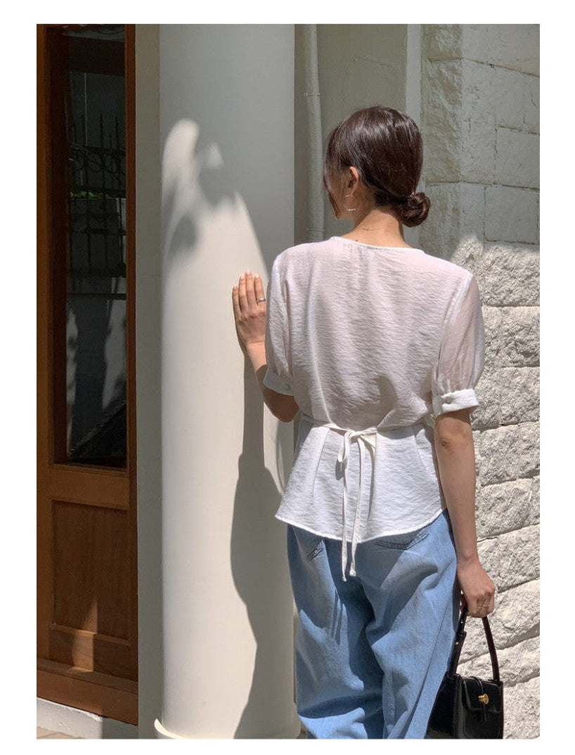 *Slim Pintuck Summer Blouse