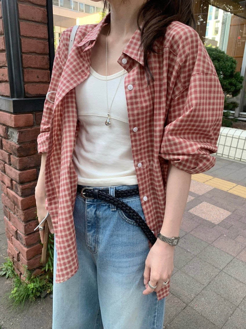 * Autumn Check Oversized Shirt