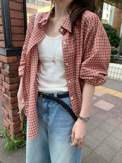 * Autumn Check Oversized Shirt