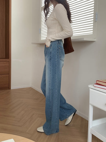 * light blue semi-wide denim