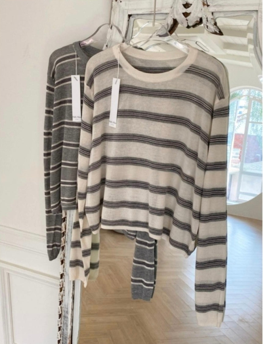 * Linen Stripe Knit Top