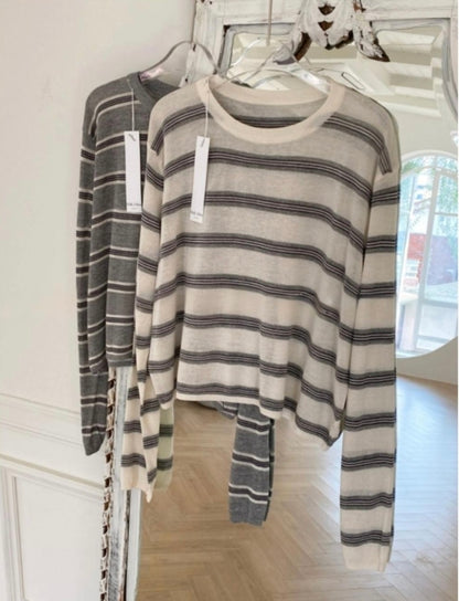 * Linen Stripe Knit Top
