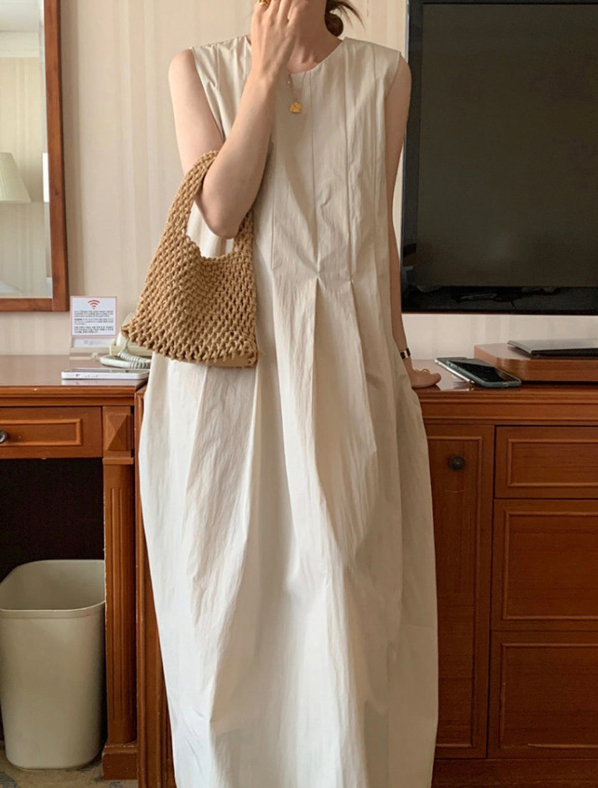 * Plain Pintuck Dress