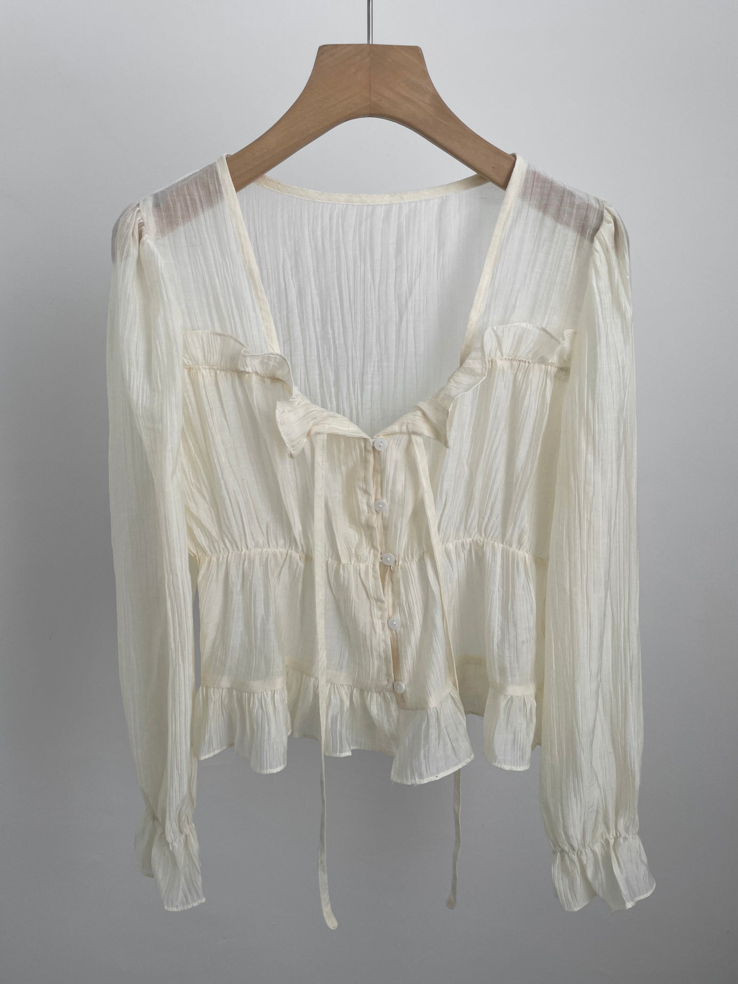* Frill Cardigan Blouse