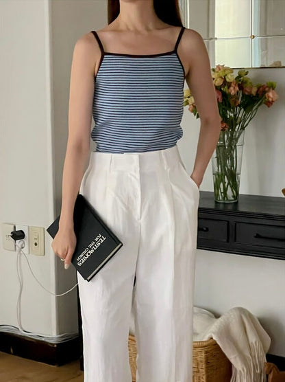 * Stripe Contrast Sleeveless Top