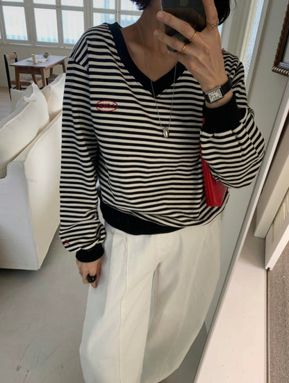 *Stripe V-neck MTM