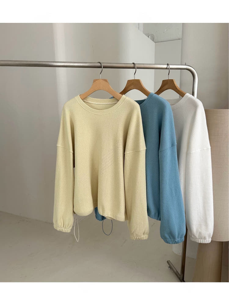 * Waffle Drawstring Sweatshirt