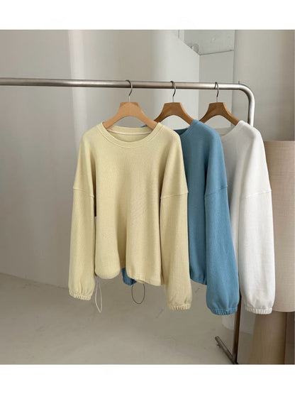 * Waffle Drawstring Sweatshirt