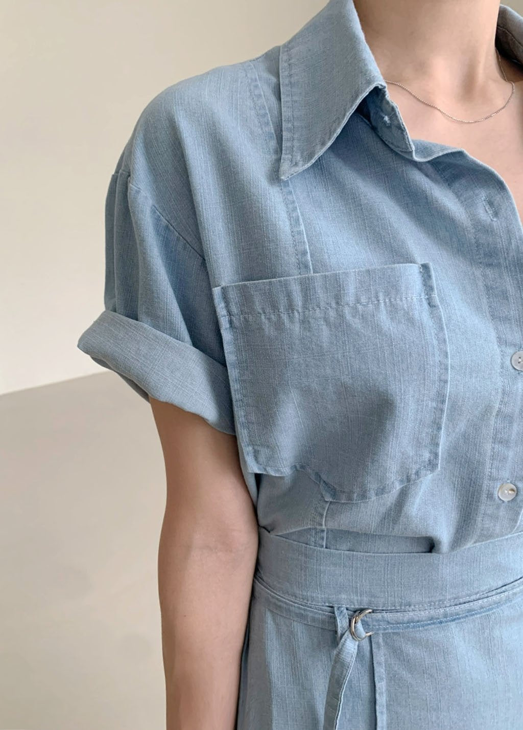 * Denim Shirt & Skirt Set
