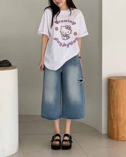* Damaged Denim Bermuda Shorts