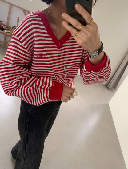 *Stripe V-neck MTM