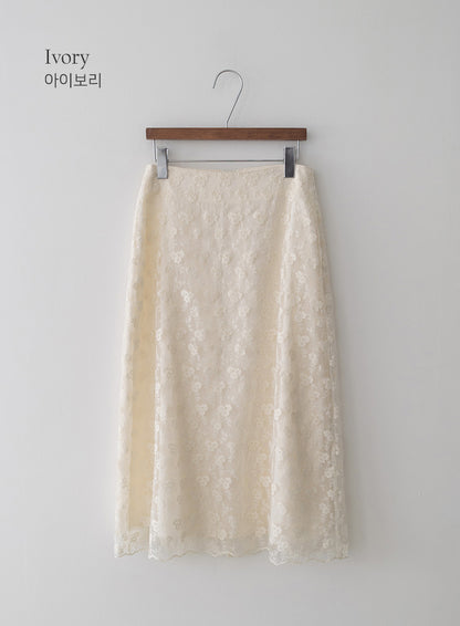 *Floral Lace Long Skirt