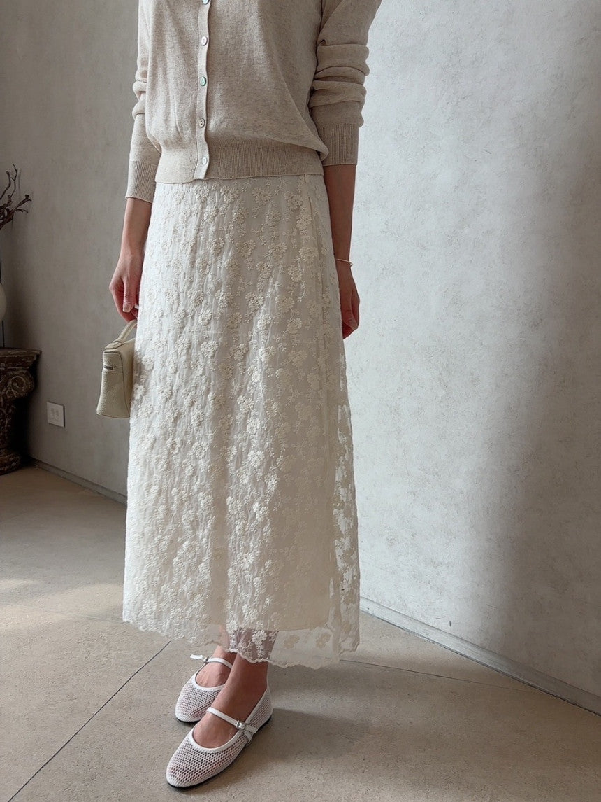 *Floral Lace Long Skirt