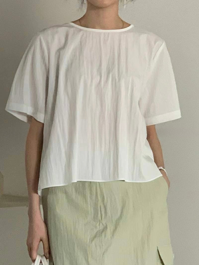 *    Back Ribbon Soft Blouse