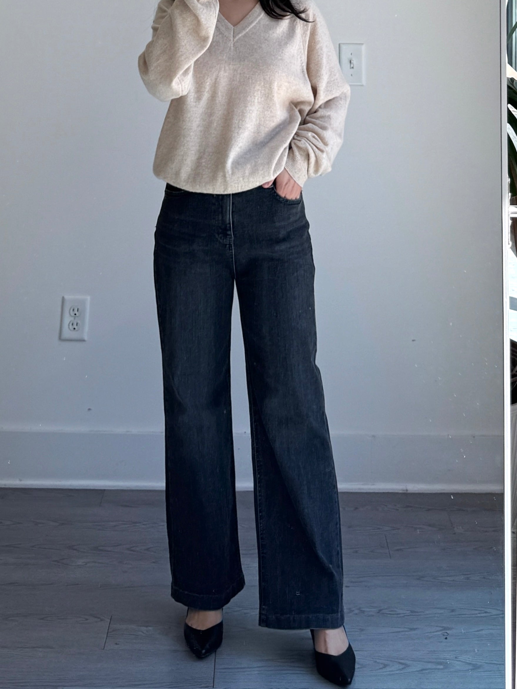 Gray Wide Straight Denim - AdoreMeU