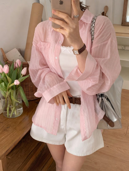 * Tencel Rayon Sheer Shirt
