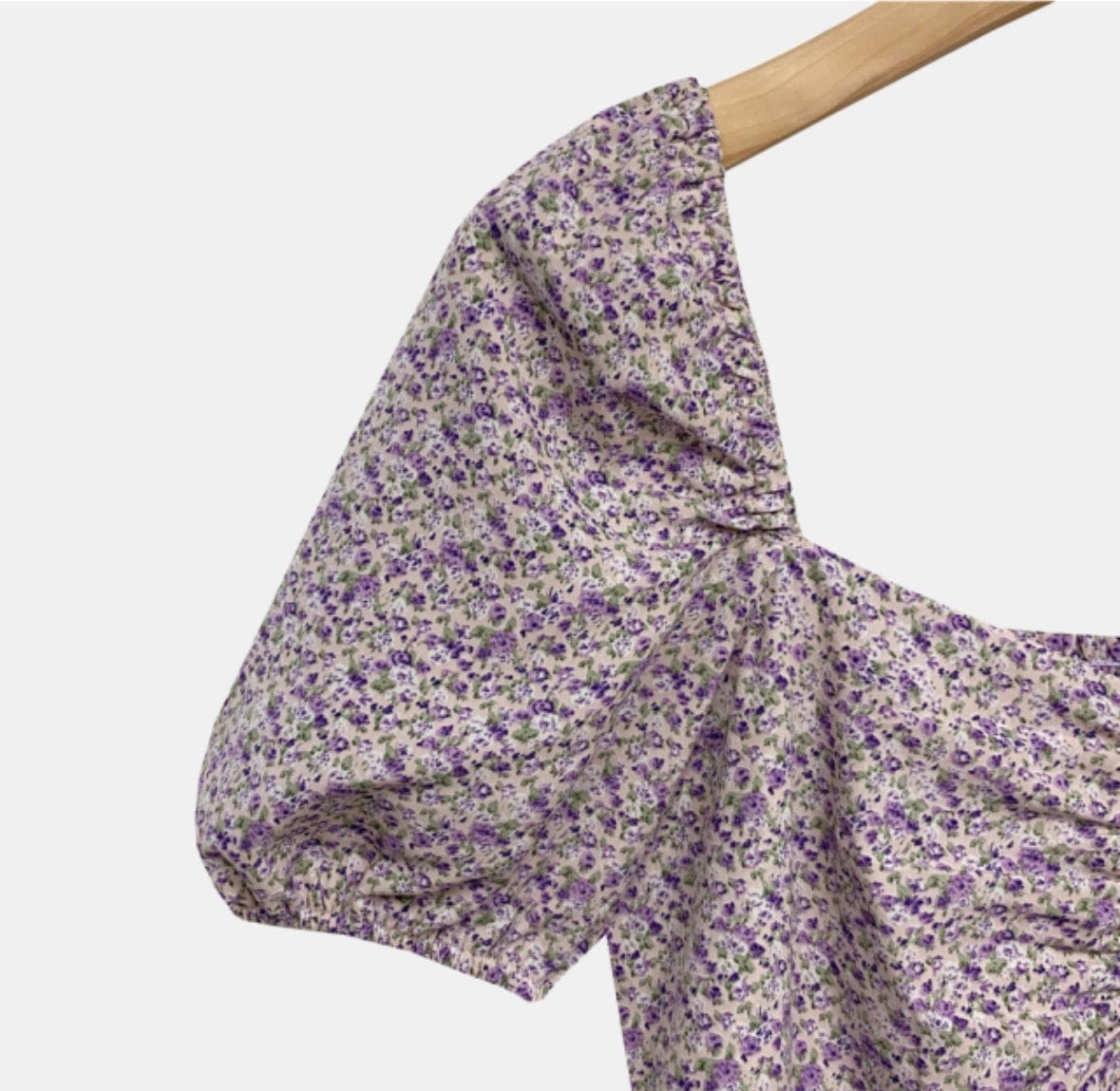 * Lavender Floral Puff Dress