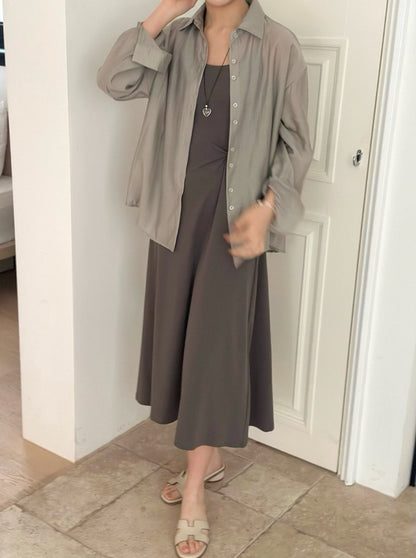 * Back Ribbon Shirt & Dress Set