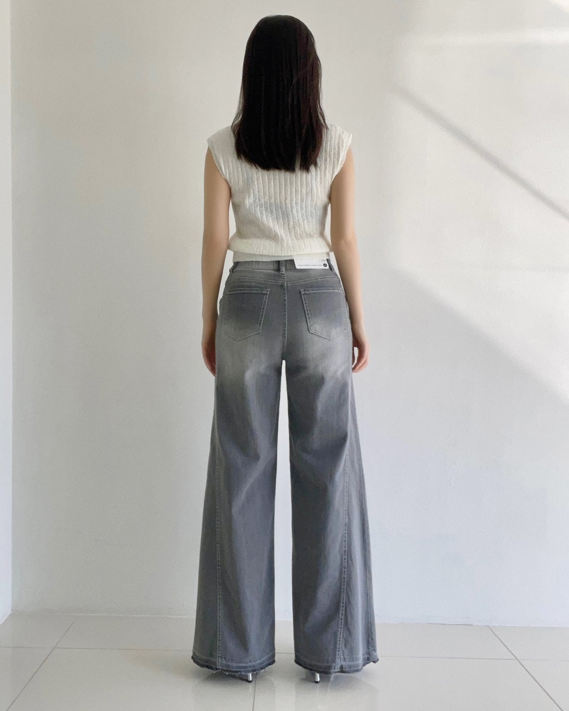 Banding Wide Denim (Gray)